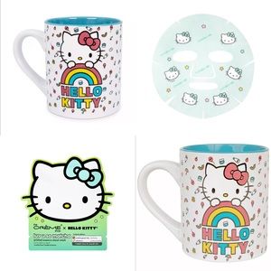 Rainbow Glitter HELLO KITTY Mug NEW + face mask